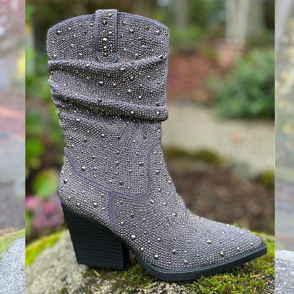Studded Gray Women's Boots - Picture 1 of 7